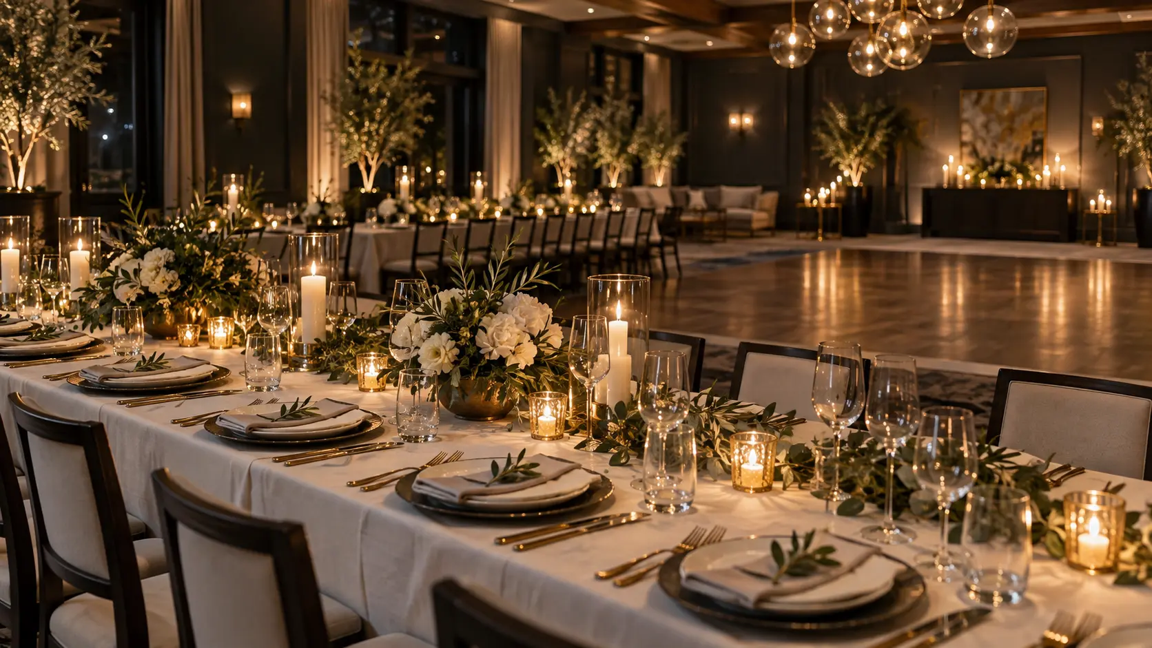 Oak Suite set for an intimate candlelit reception