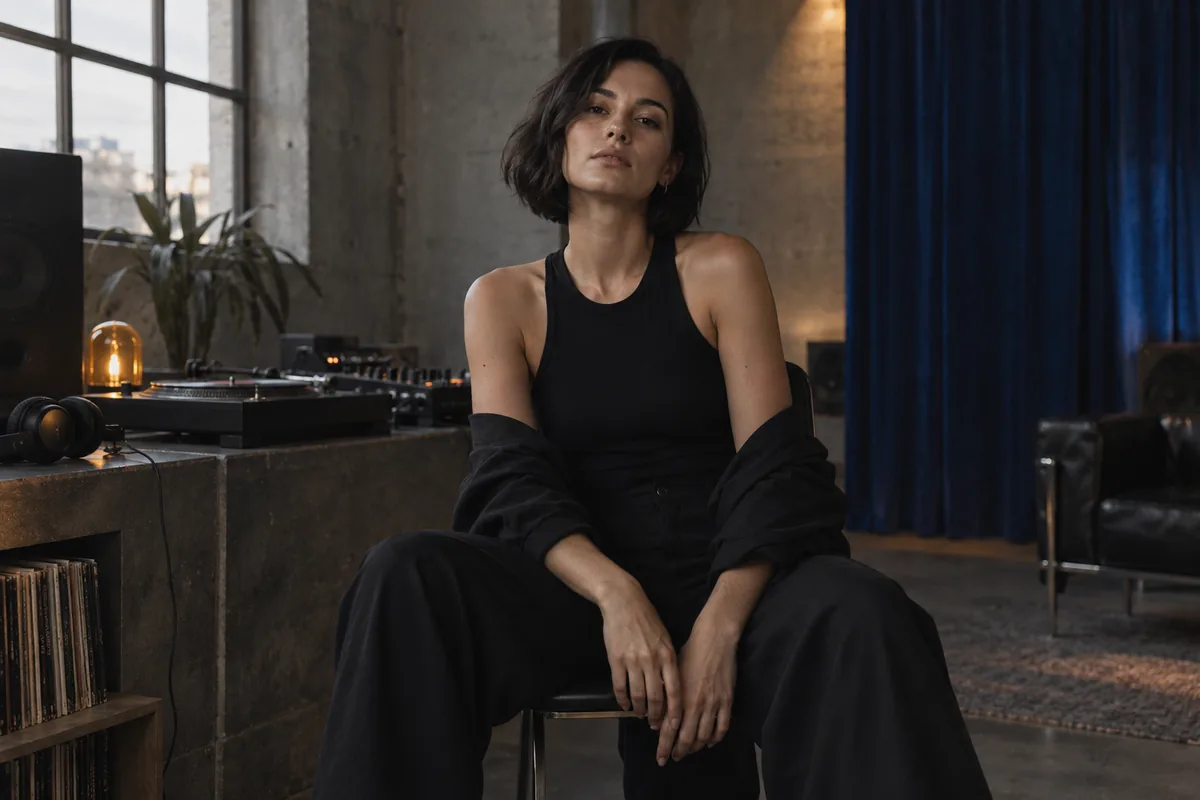 Noxen seated in a softly lit studio